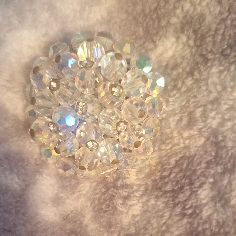 Vintage Iridescent Aurora Borealis Beaded Brooch